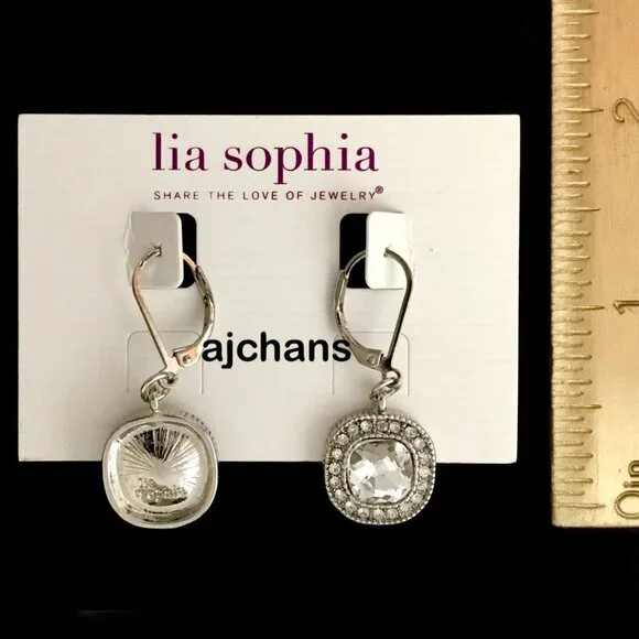 Lia Sophia "Bella Donna" Silver Tone Drop Earrings - Picture 3 of 4